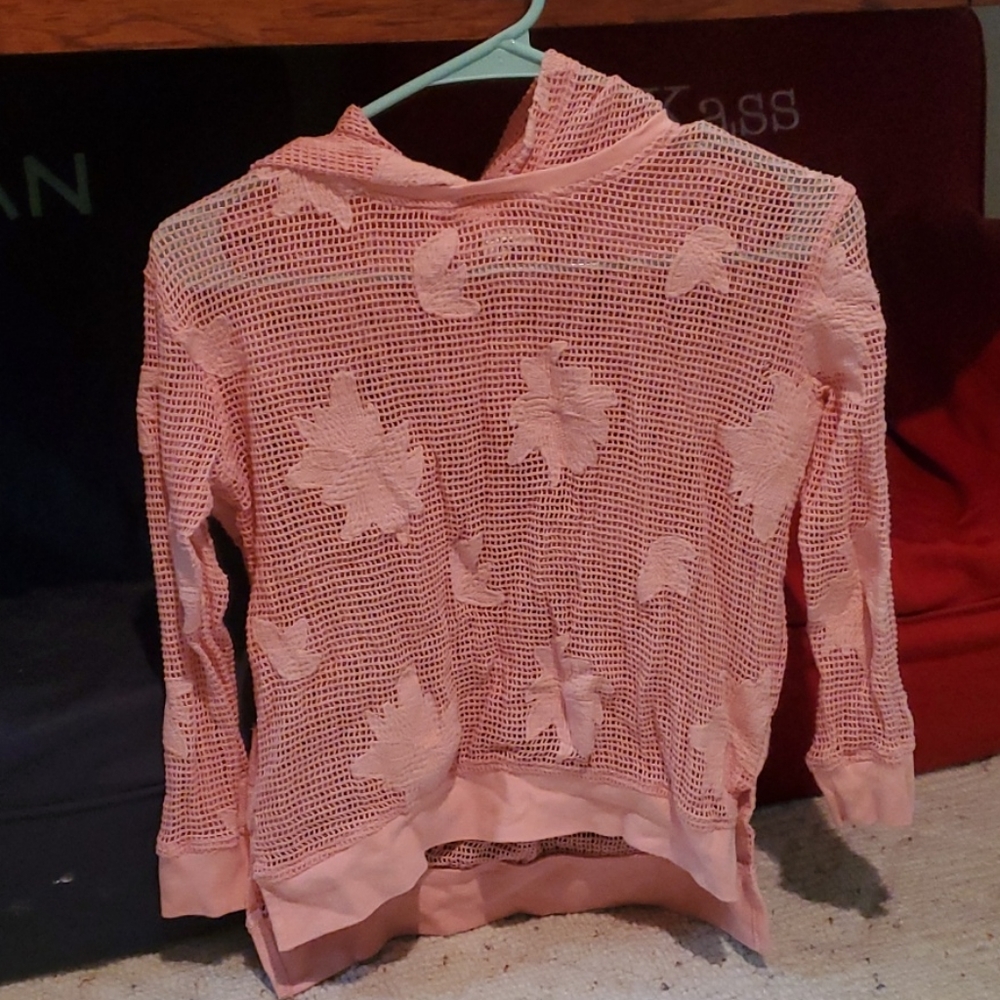 Girls hooded mesh shirt L 10/12
